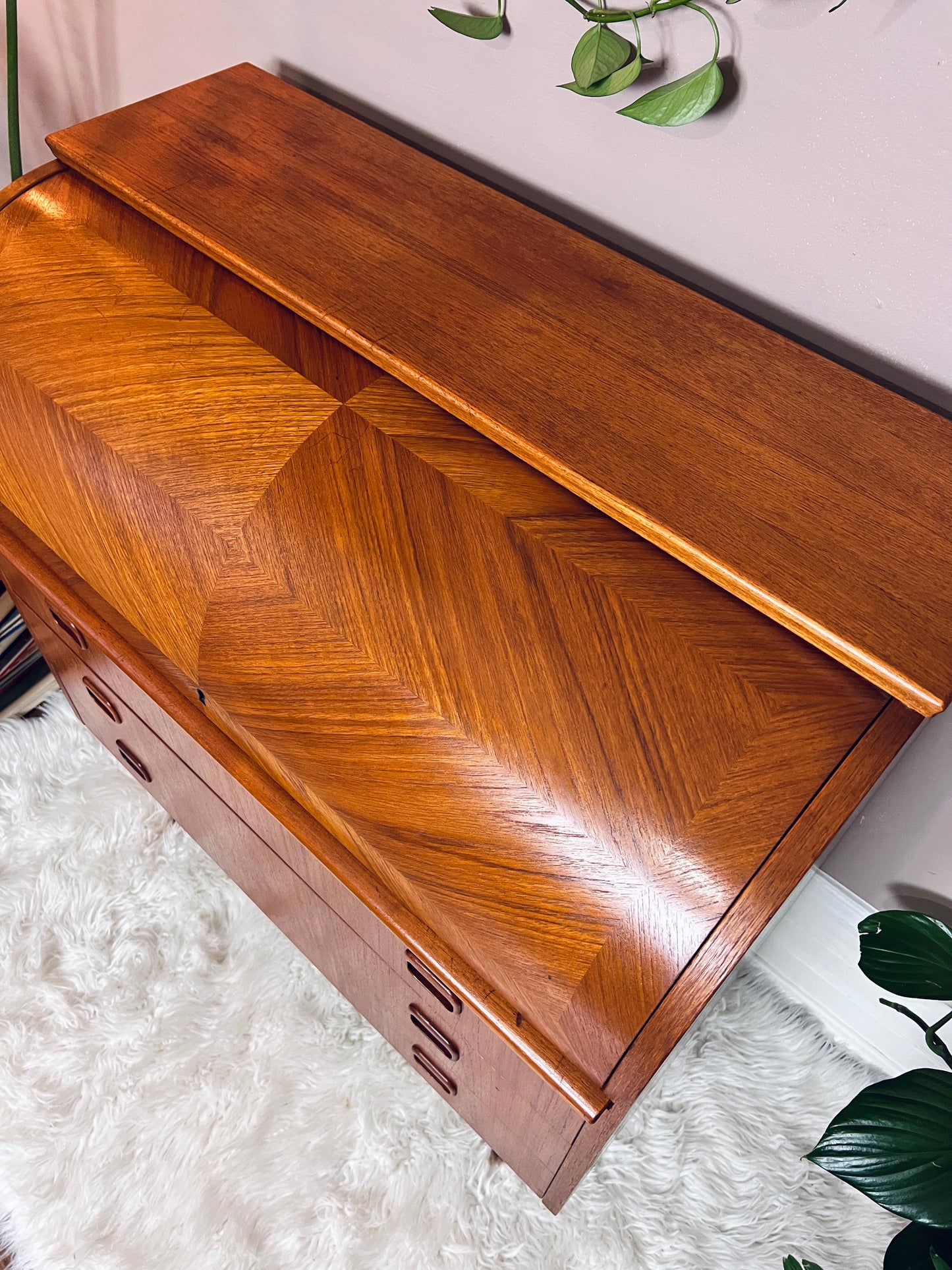 The Bergstrom Teak Roll Top Desk
