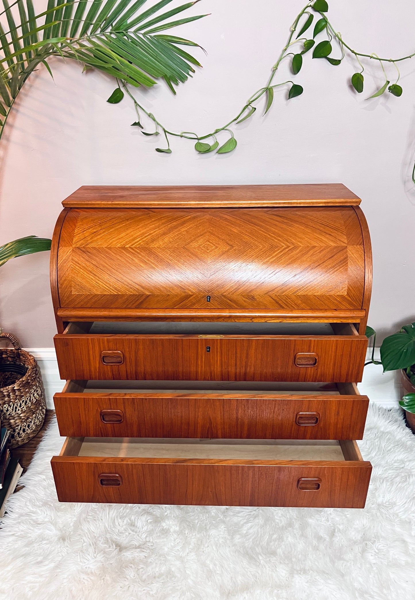 The Bergstrom Teak Roll Top Desk