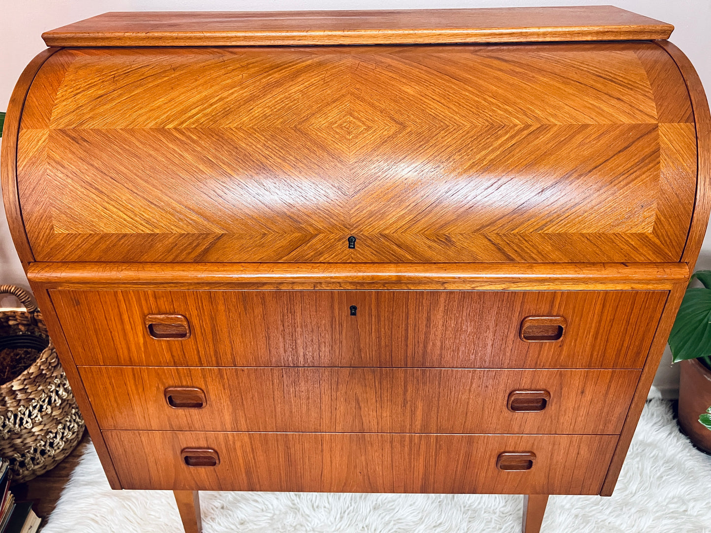 The Bergstrom Teak Roll Top Desk