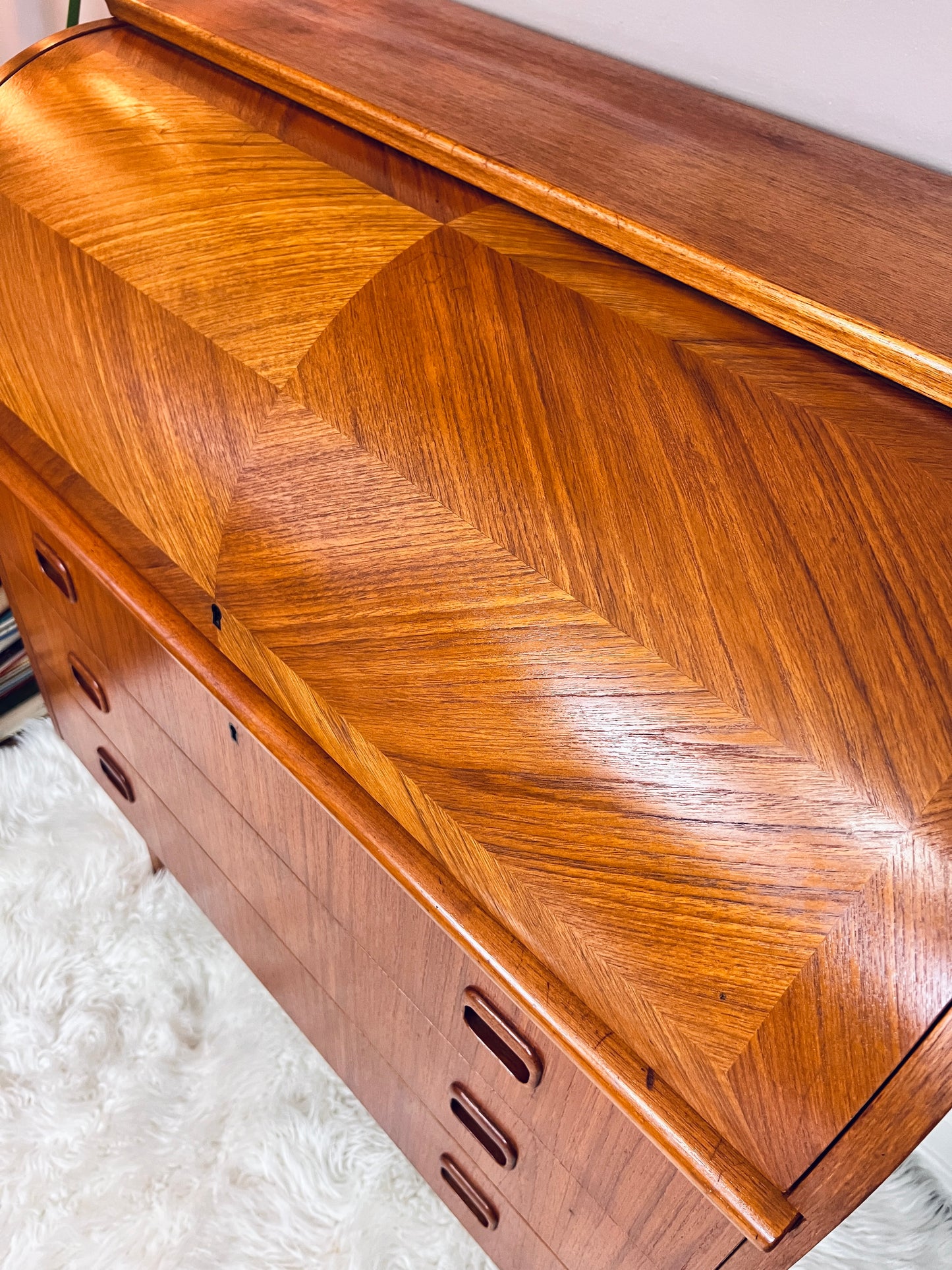 The Bergstrom Teak Roll Top Desk