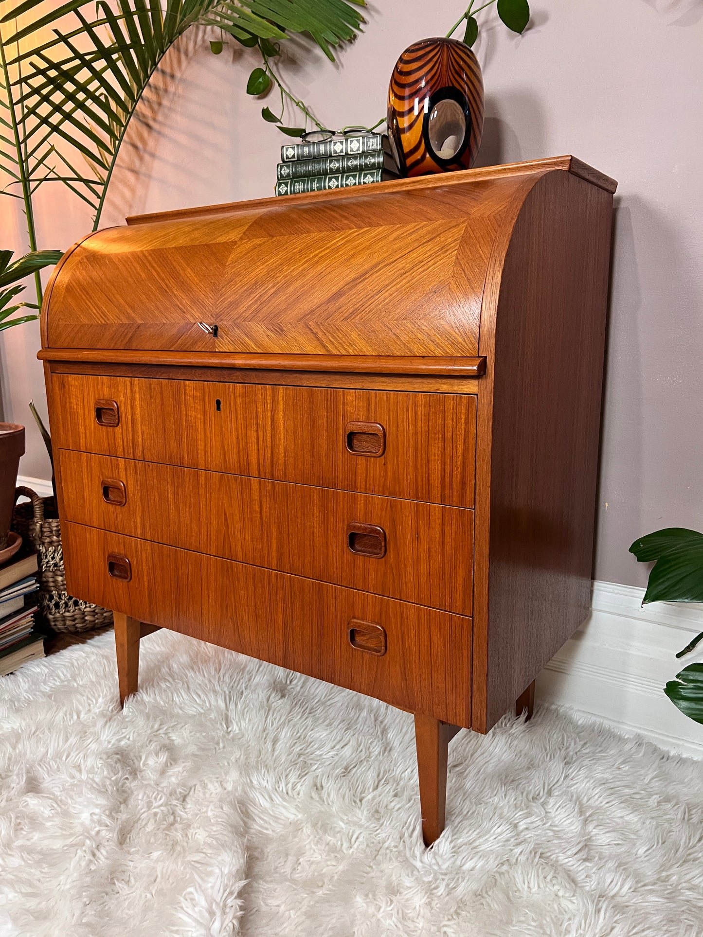 The Bergstrom Teak Roll Top Desk