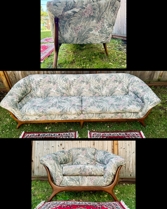 Vintage MCM Walnut Sofa Set