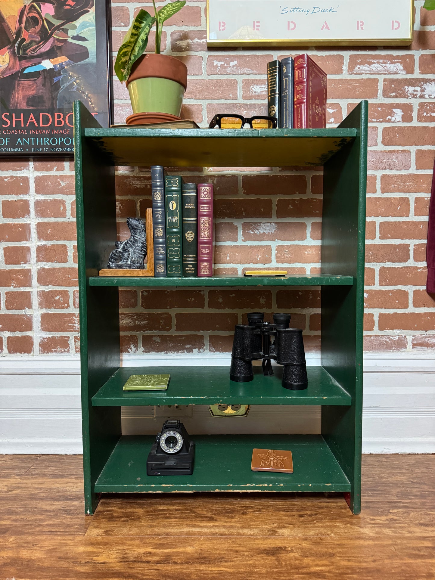 Vintage Rustic Green Bookshelf