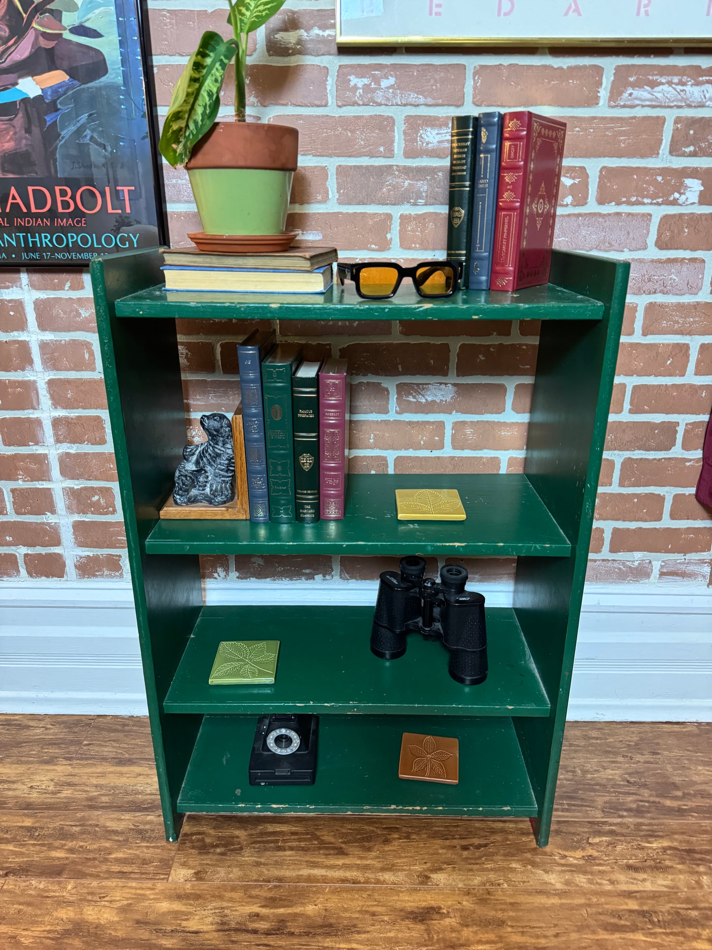 Vintage Rustic Green Bookshelf
