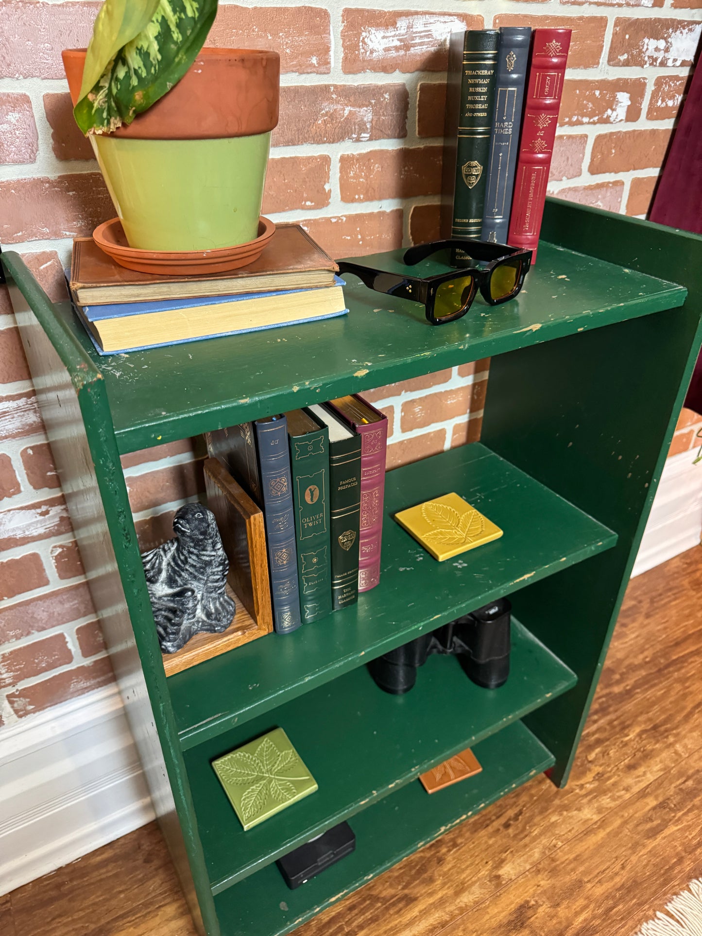 Vintage Rustic Green Bookshelf