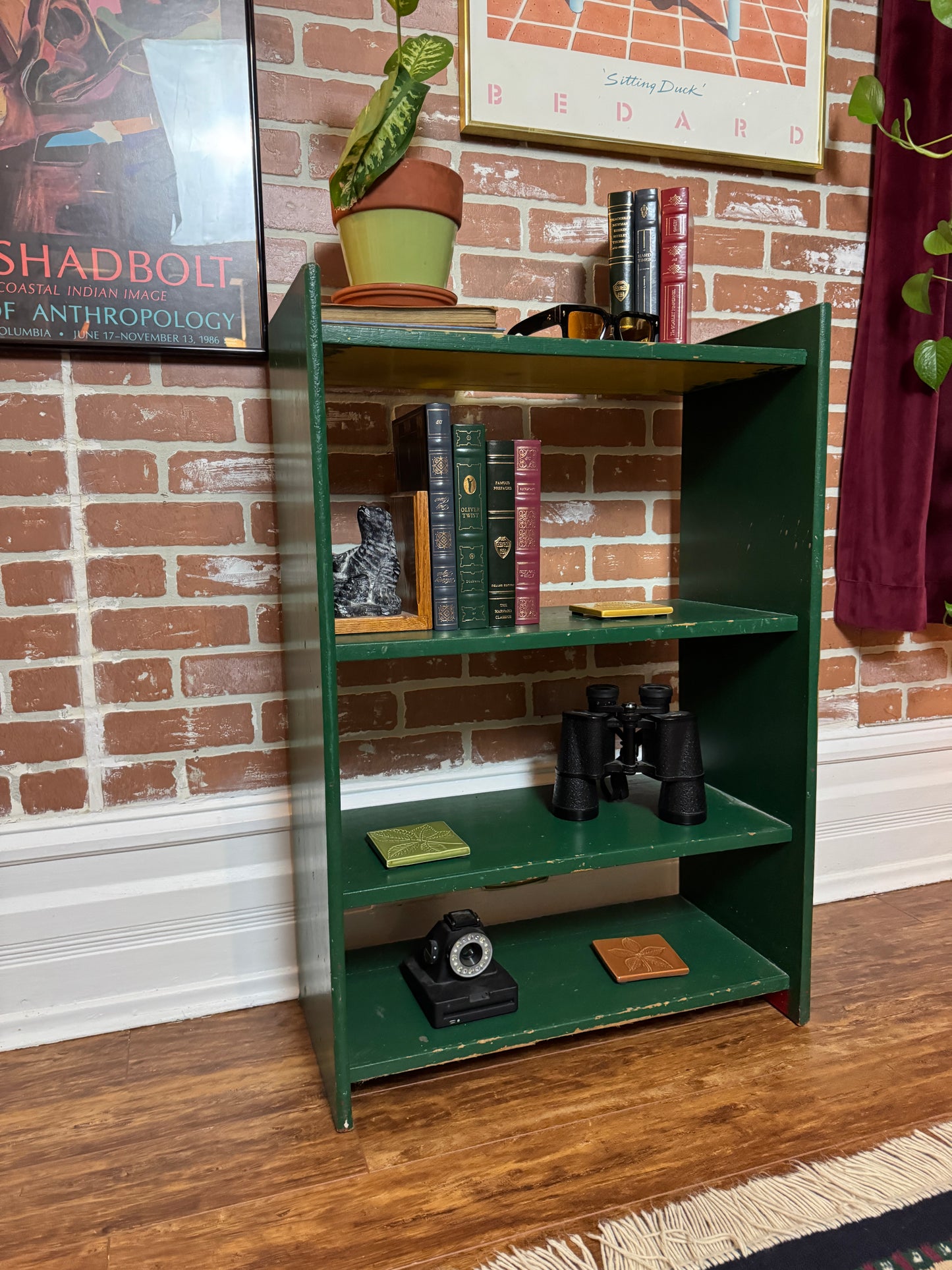 Vintage Rustic Green Bookshelf