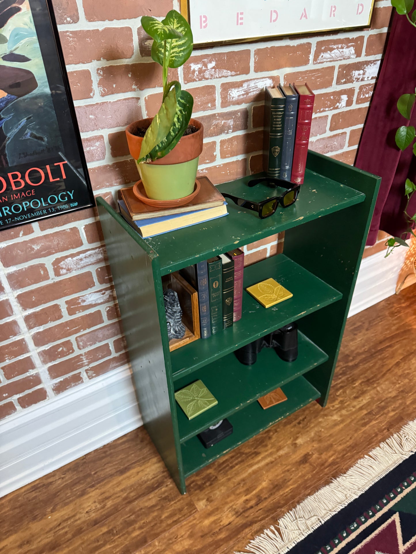 Vintage Rustic Green Bookshelf