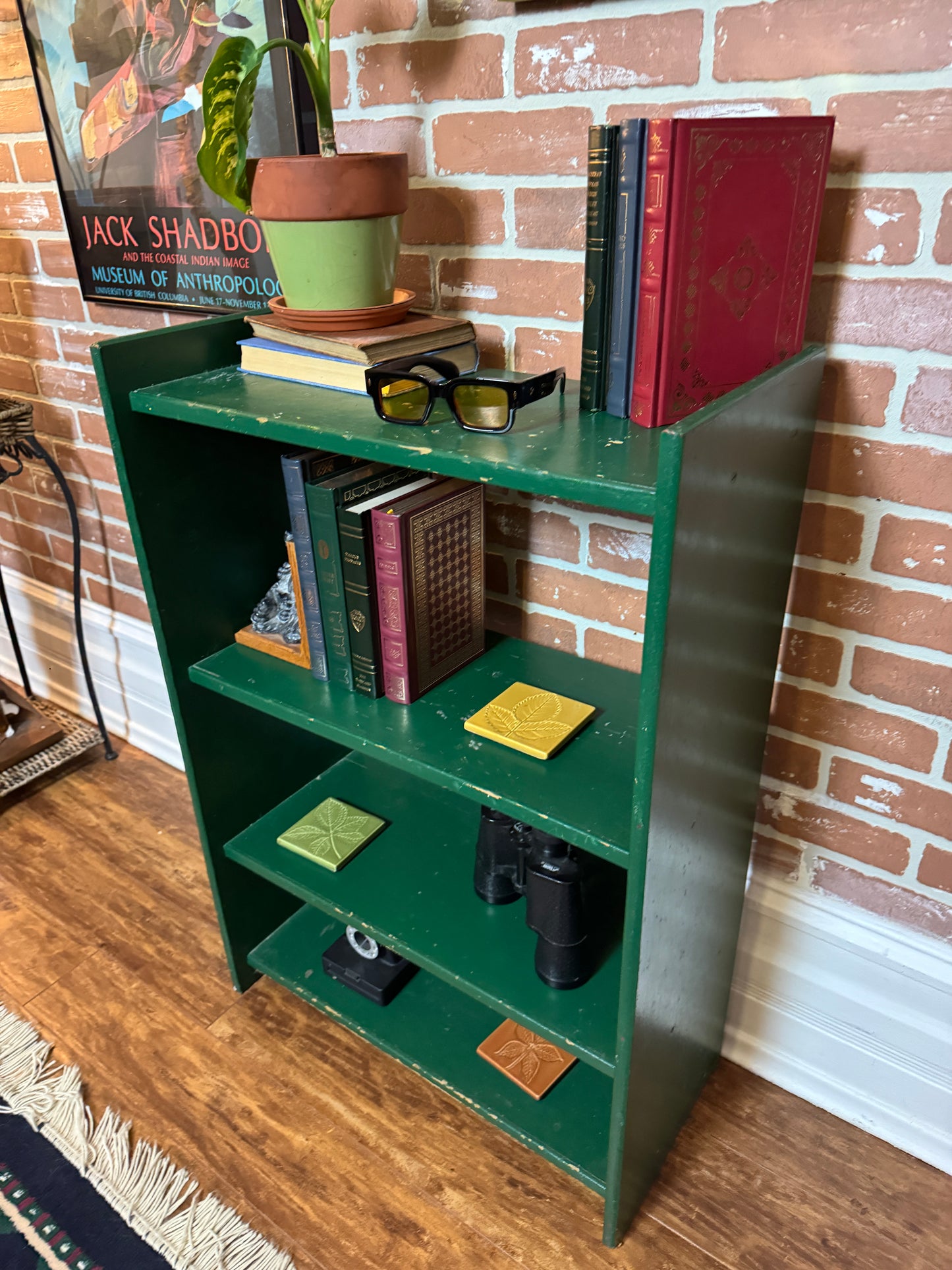 Vintage Rustic Green Bookshelf
