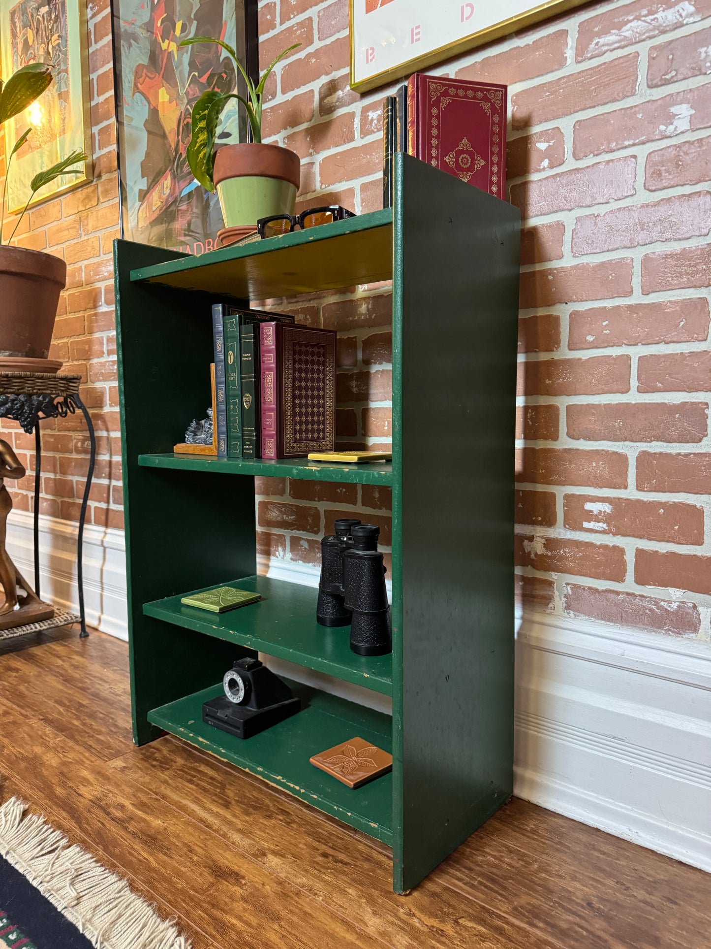 Vintage Rustic Green Bookshelf