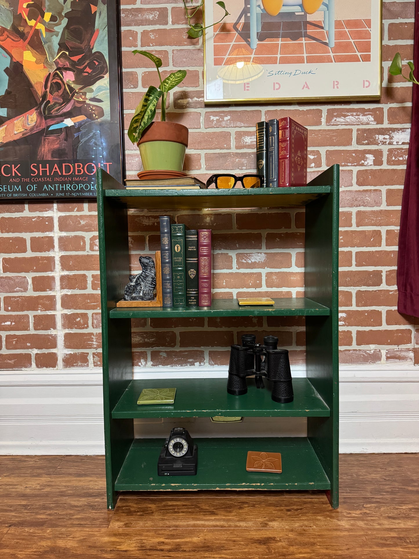 Vintage Rustic Green Bookshelf