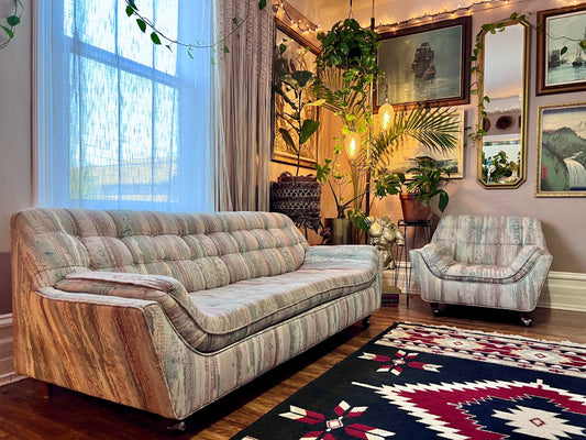 80’s Meets Midcentury Sofa & Armchair Set