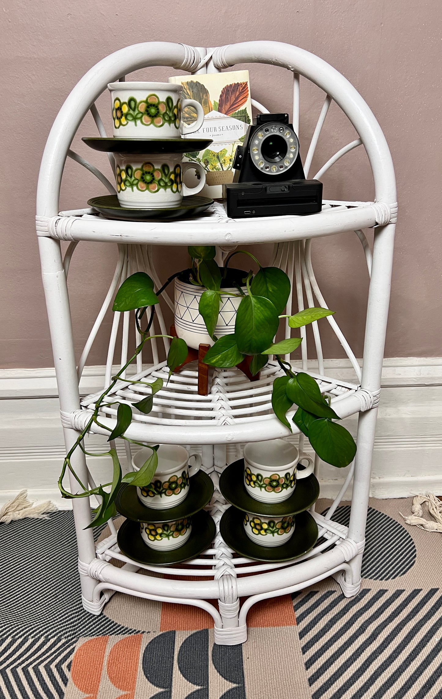 Vintage White Wicker Shelf