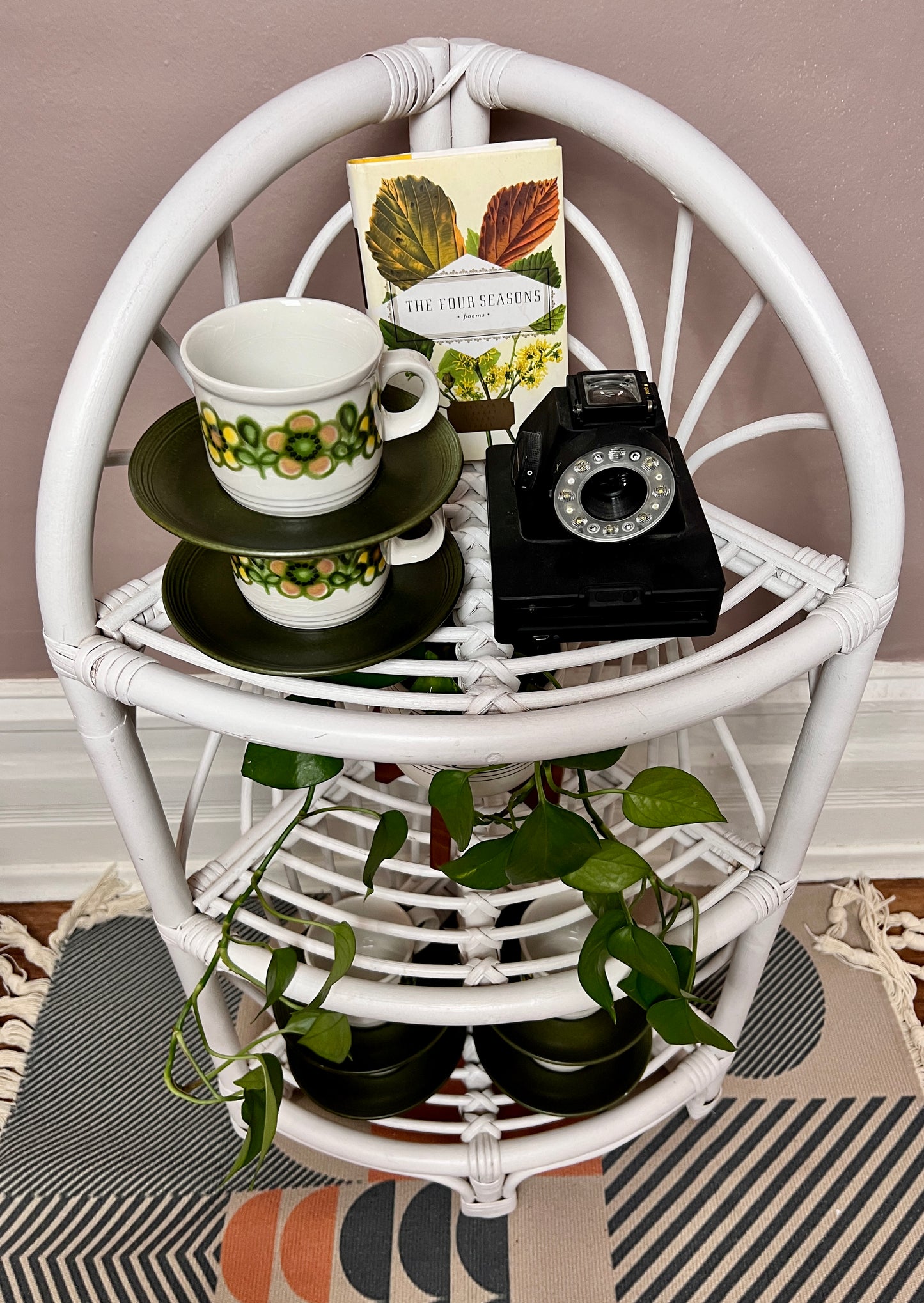 Vintage White Wicker Shelf