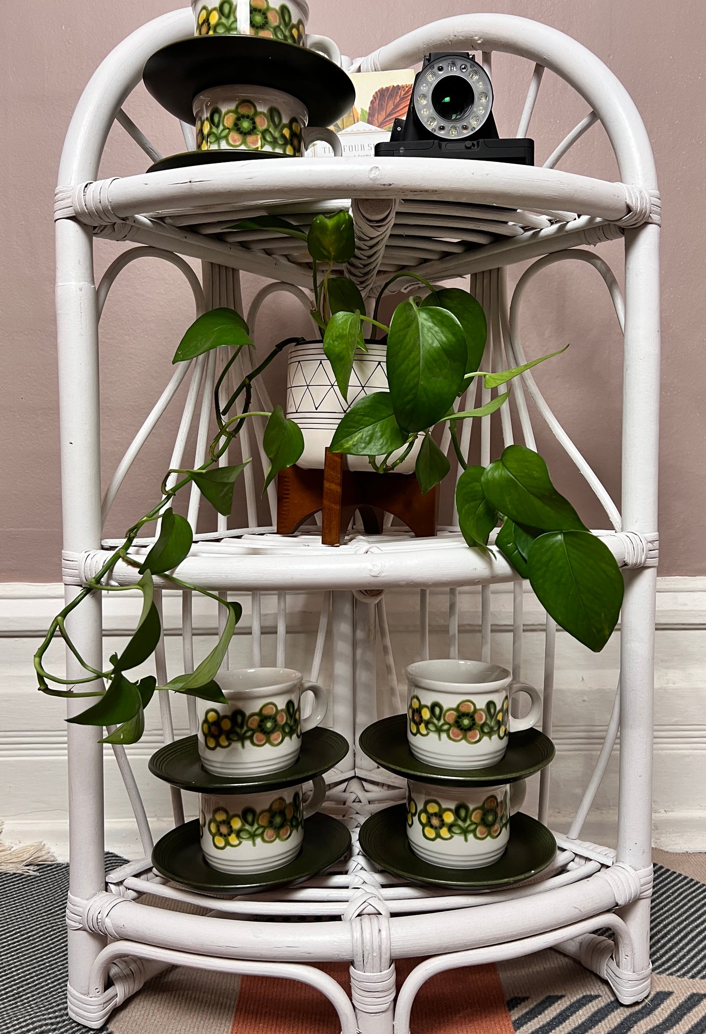 Vintage White Wicker Shelf