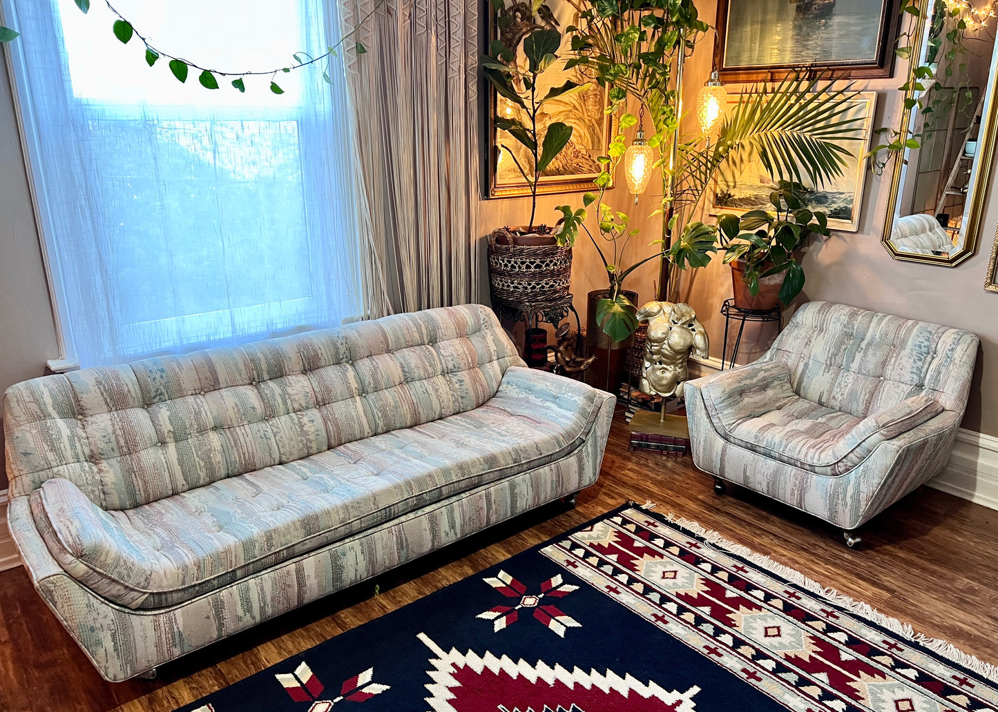 80’s Meets Midcentury Sofa & Armchair Set