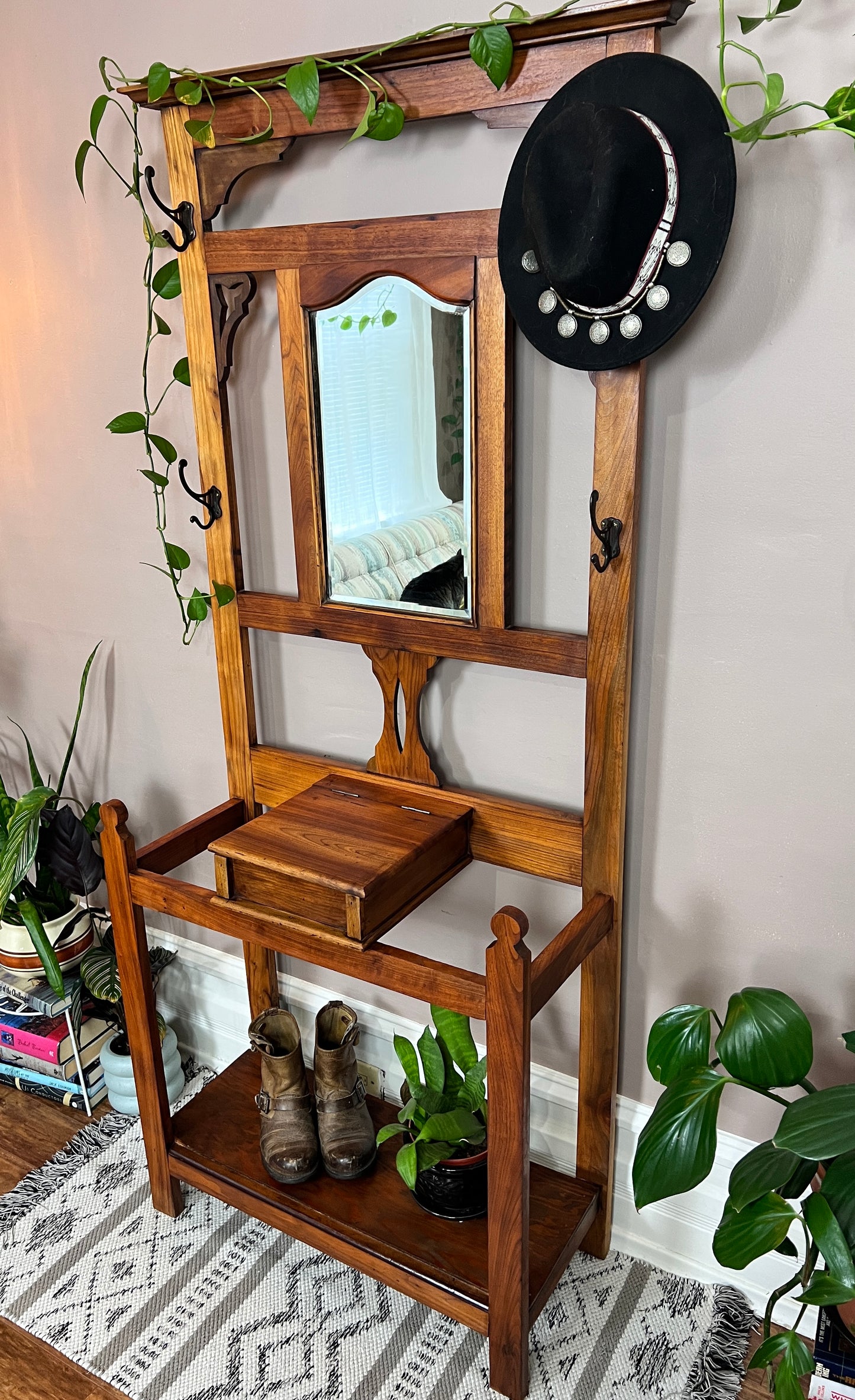 The Antique Hall Tree With Mirror