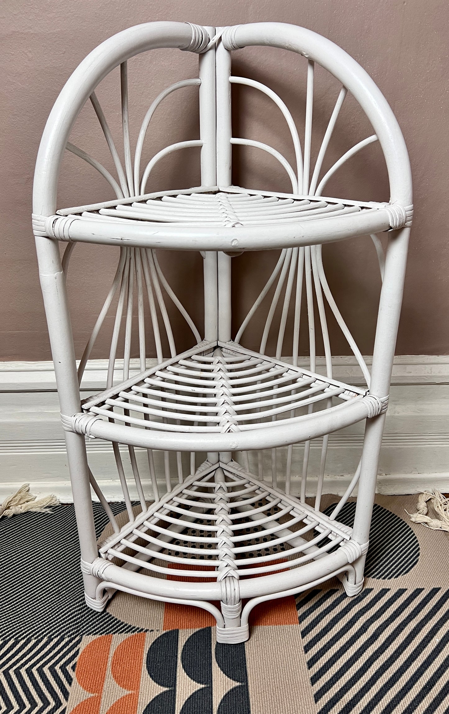 Vintage White Wicker Shelf