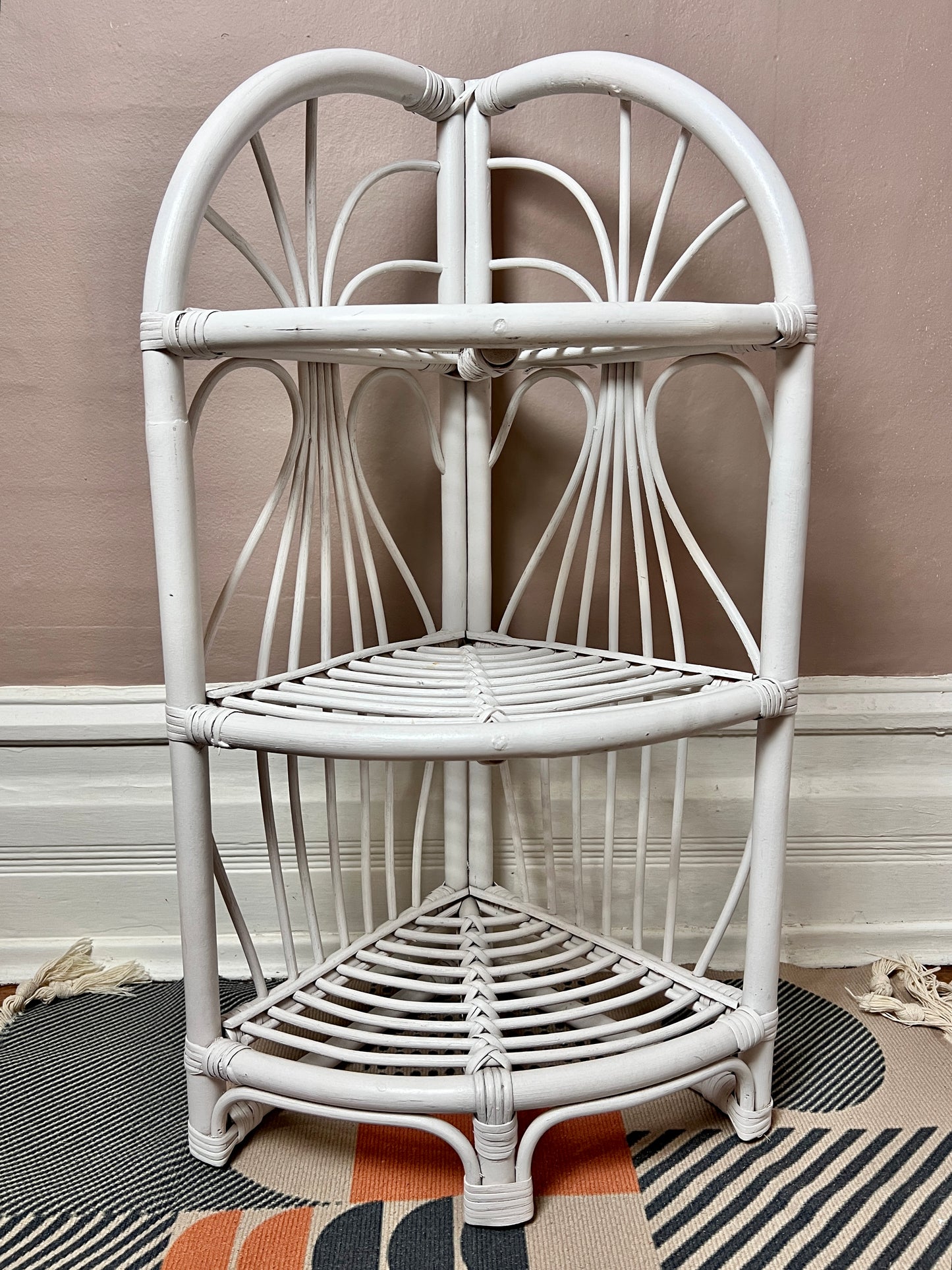 Vintage White Wicker Shelf