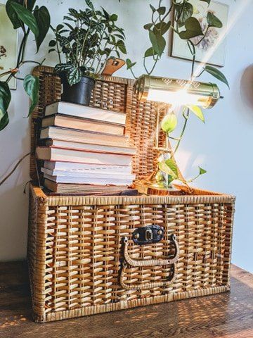 Wicker Picnic Basket Vintage Brown Retro