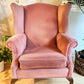 Vintage Wing back Arm Chair in Pink Salmon Colour