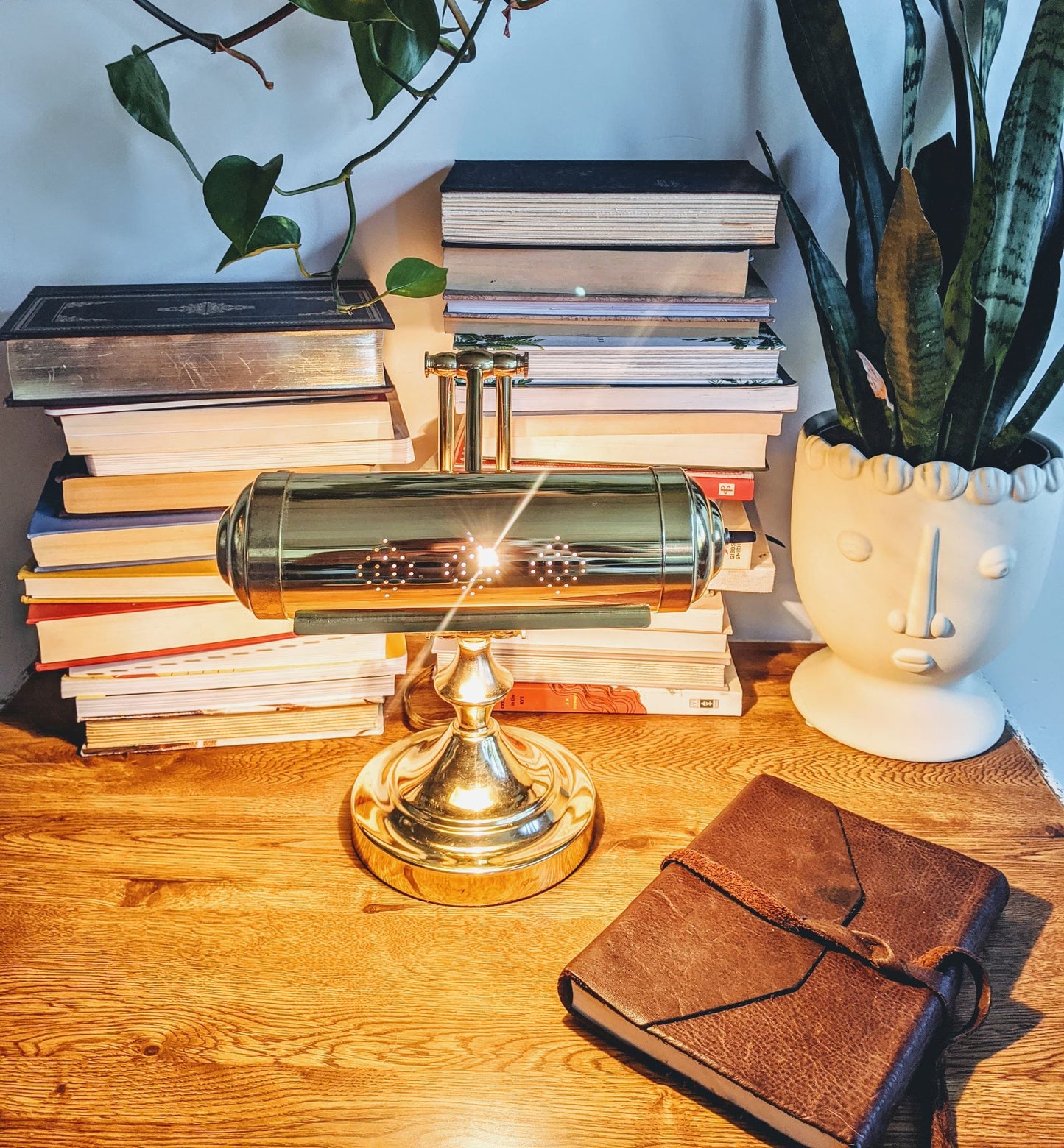 Vintage Brass Piano Bankers Lamp Gold Table Adjustable