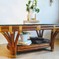 Bohemian Rattan Oval Coffe Table Vintage 70s