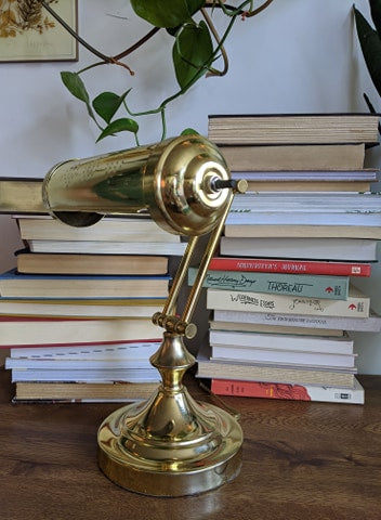 Vintage Brass Piano Bankers Lamp Gold Table Adjustable
