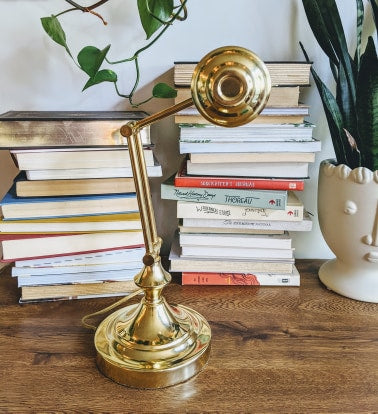Vintage Brass Piano Bankers Lamp Gold Table Adjustable