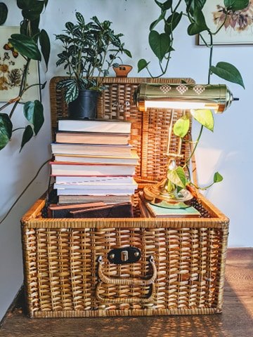 Wicker Picnic Basket Vintage Brown Retro
