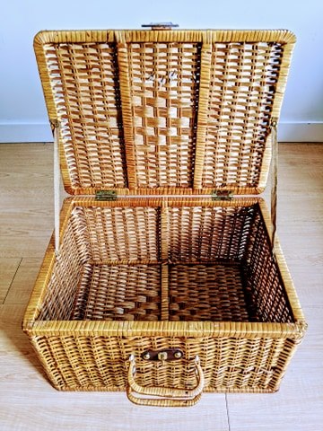 Wicker Picnic Basket Vintage Brown Retro