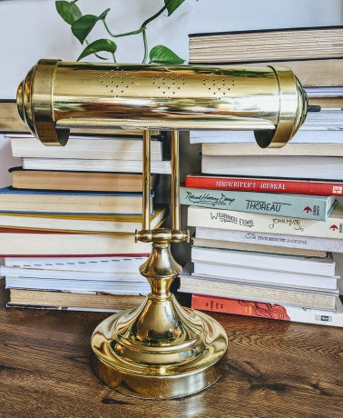 Vintage Brass Piano Bankers Lamp Gold Table Adjustable