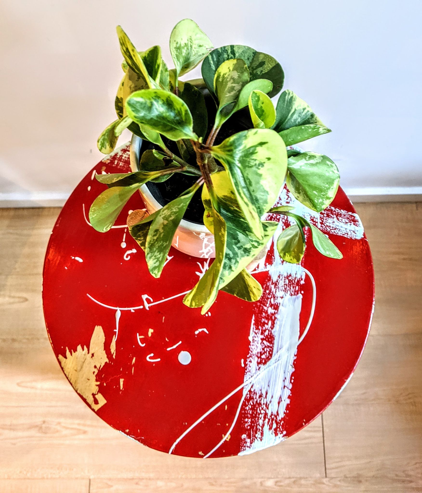 Red Stool Paint Splatter Vintage