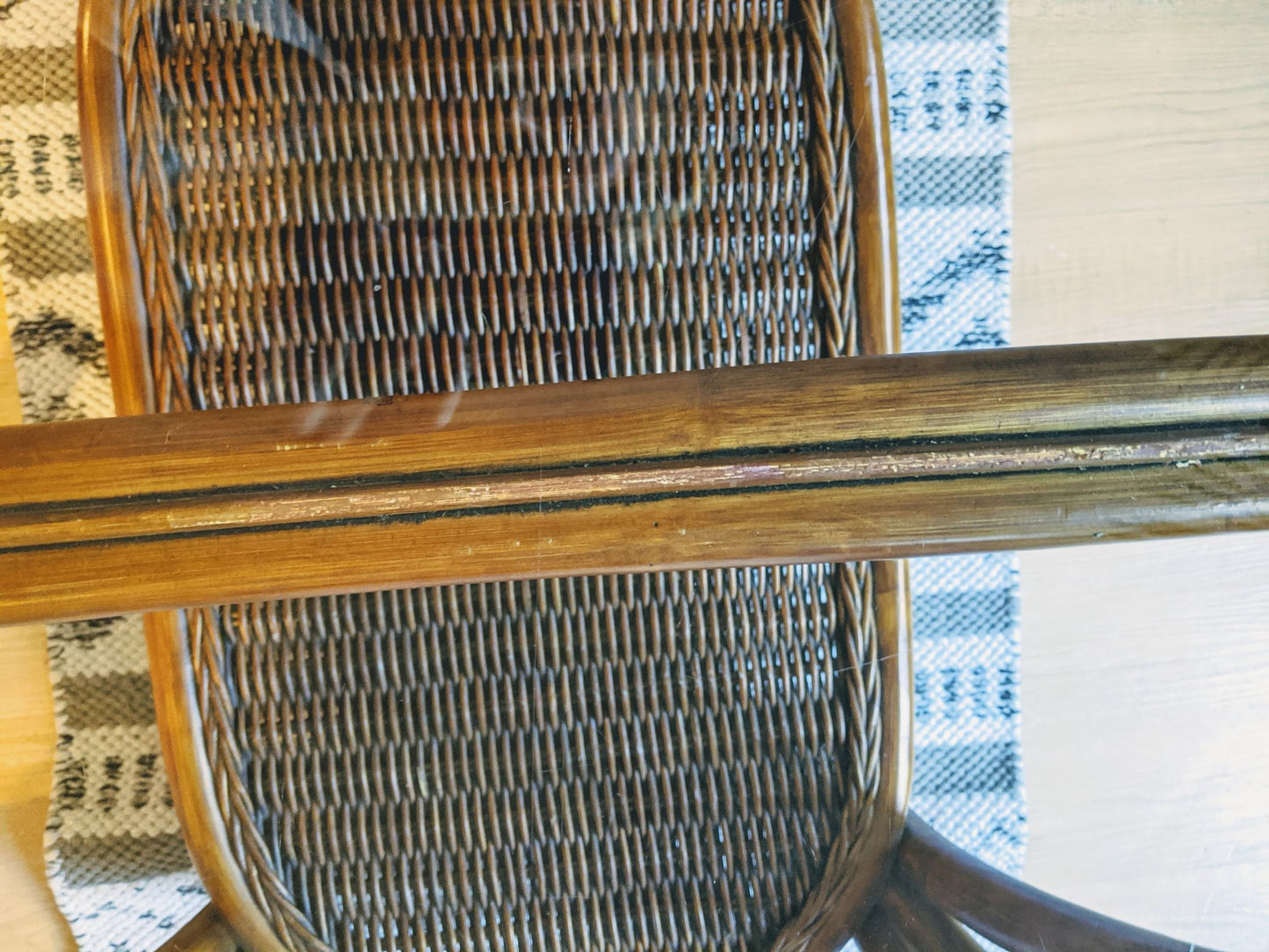 Bohemian Rattan Oval Coffe Table Vintage 70s