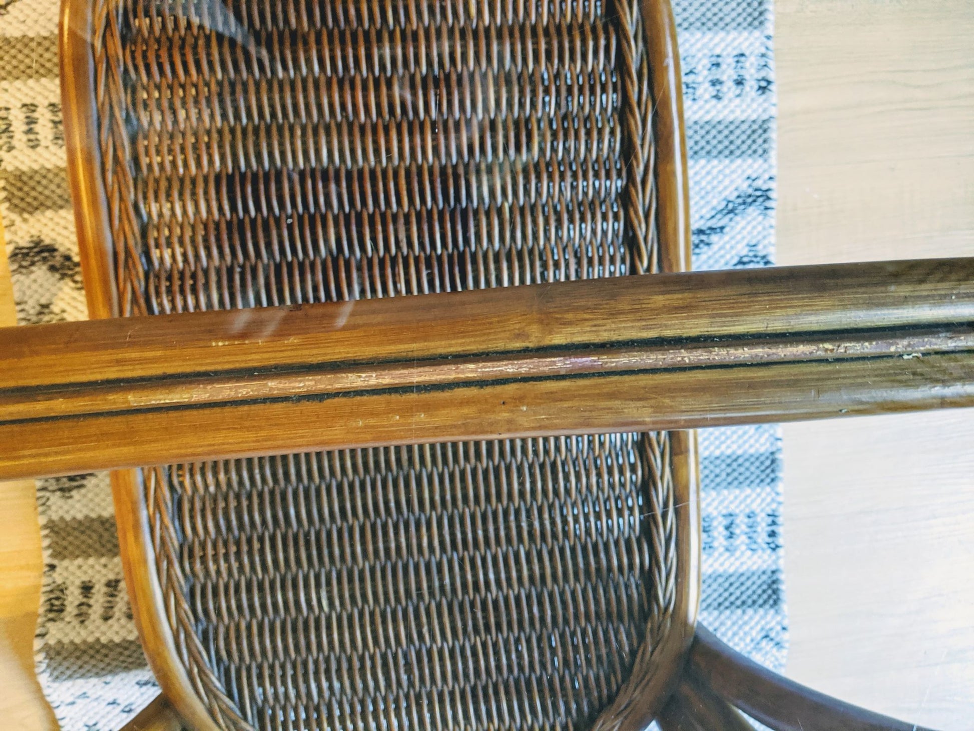 Bohemian Rattan Oval Coffe Table Vintage 70s