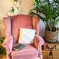 Vintage Wing back Arm Chair in Pink Salmon Colour