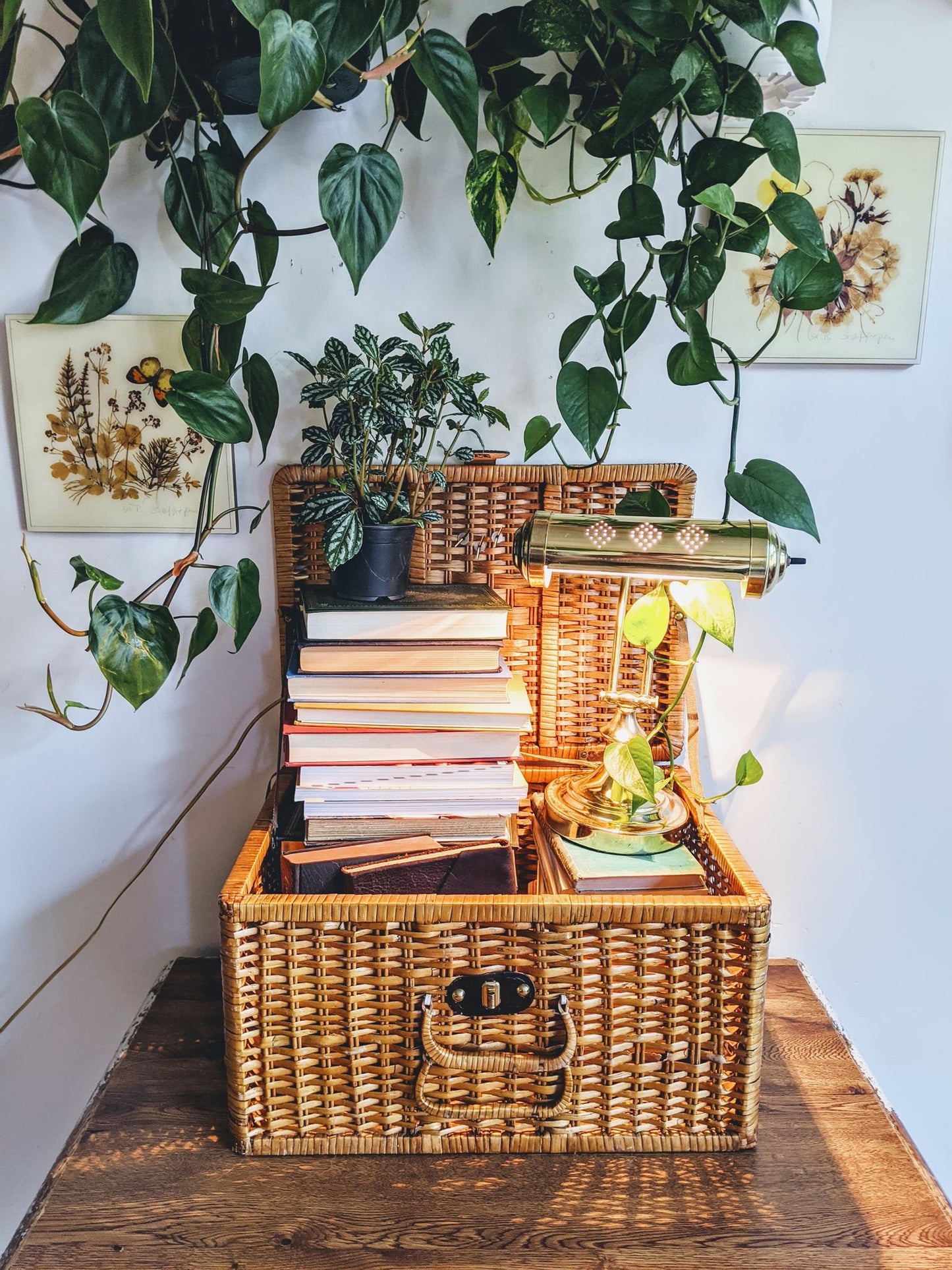 Wicker Picnic Basket Vintage Brown Retro