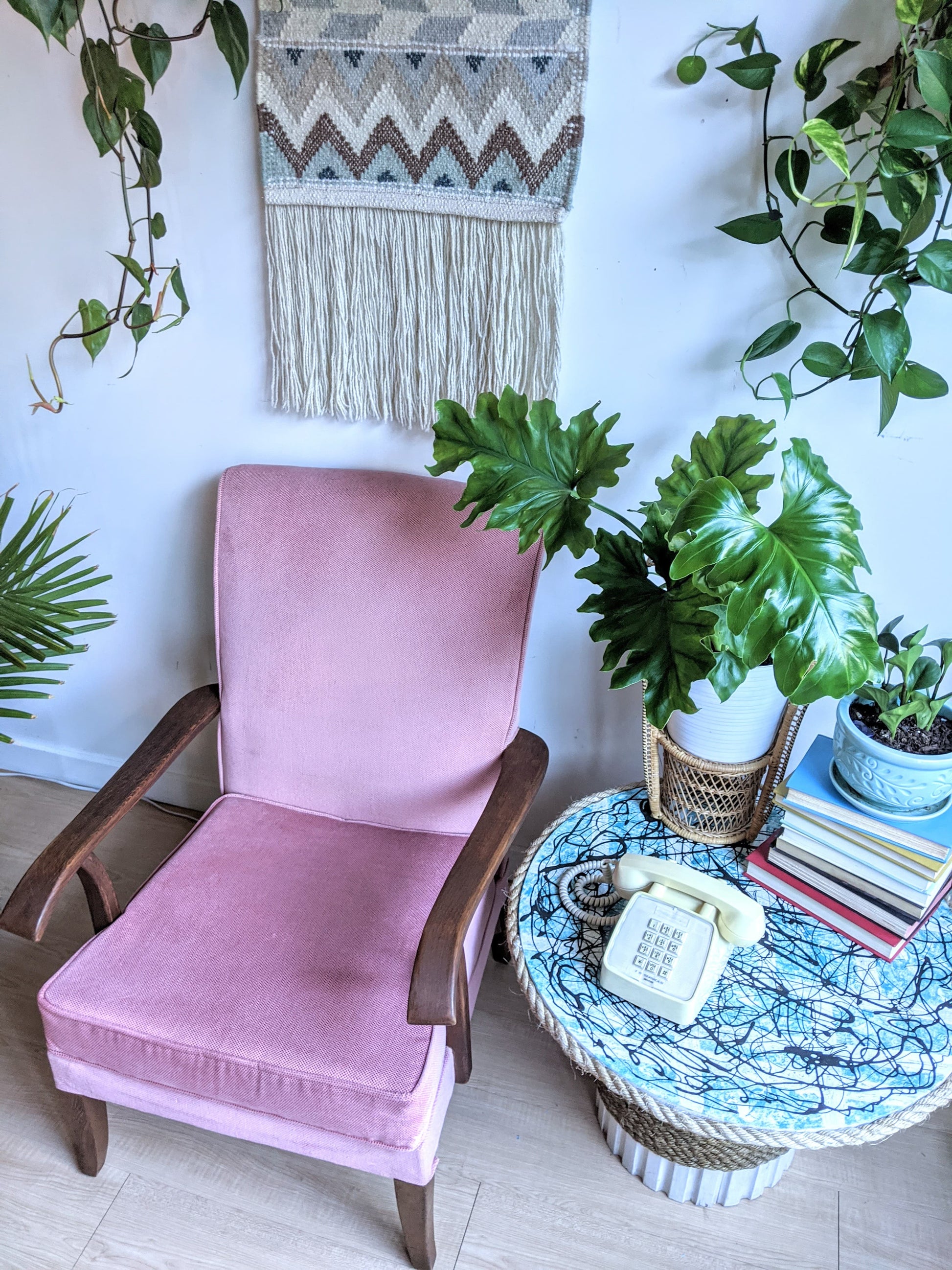 The Pink Moon Retro Vintage Teak Arm Chair  Edit alt text