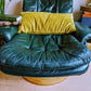 Lazboy chair 80s pine green recliner leather
