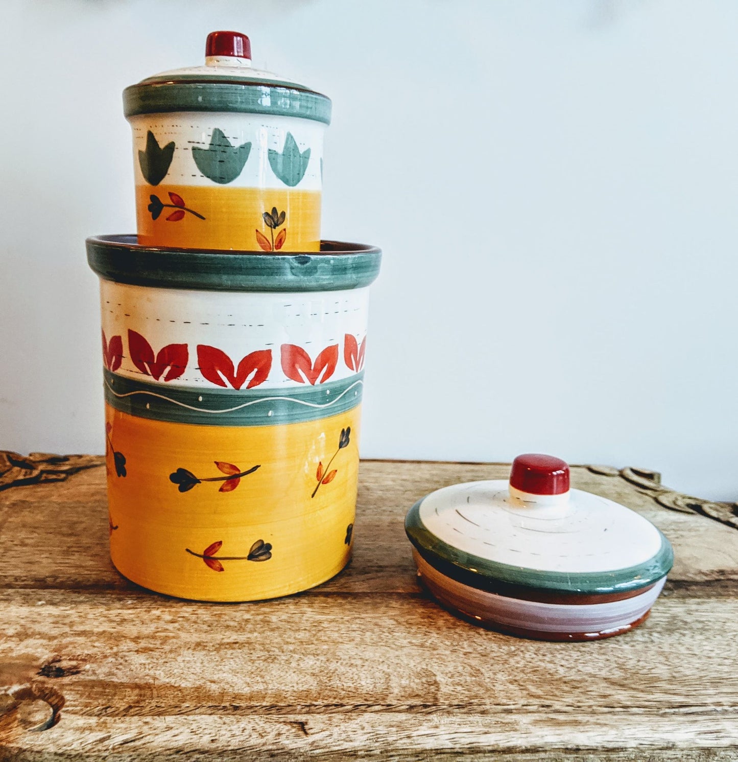 Vintage Haind Painted Multi Colored Cookie Jars