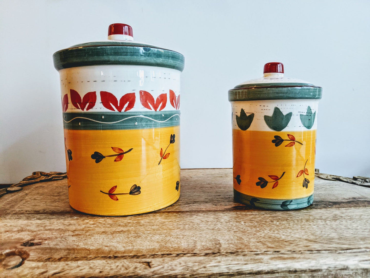 Vintage Haind Painted Multi Colored Cookie Jars