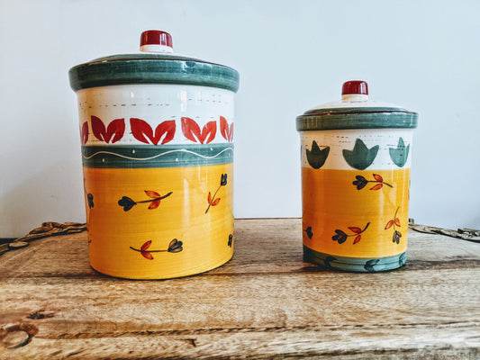 Vintage Haind Painted Multi Colored Cookie Jars