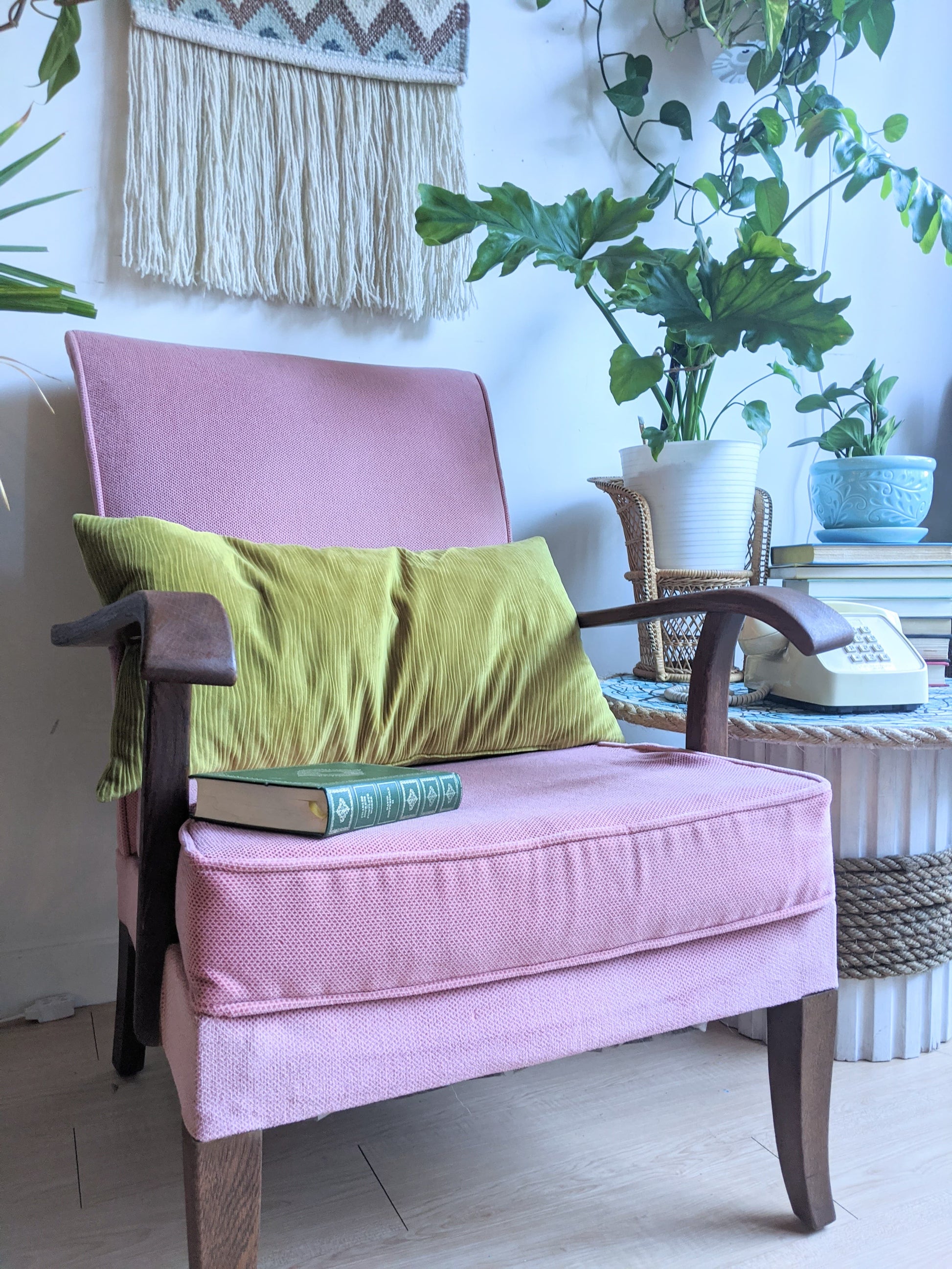 The Pink Moon Retro Vintage Teak Arm Chair  Edit alt text