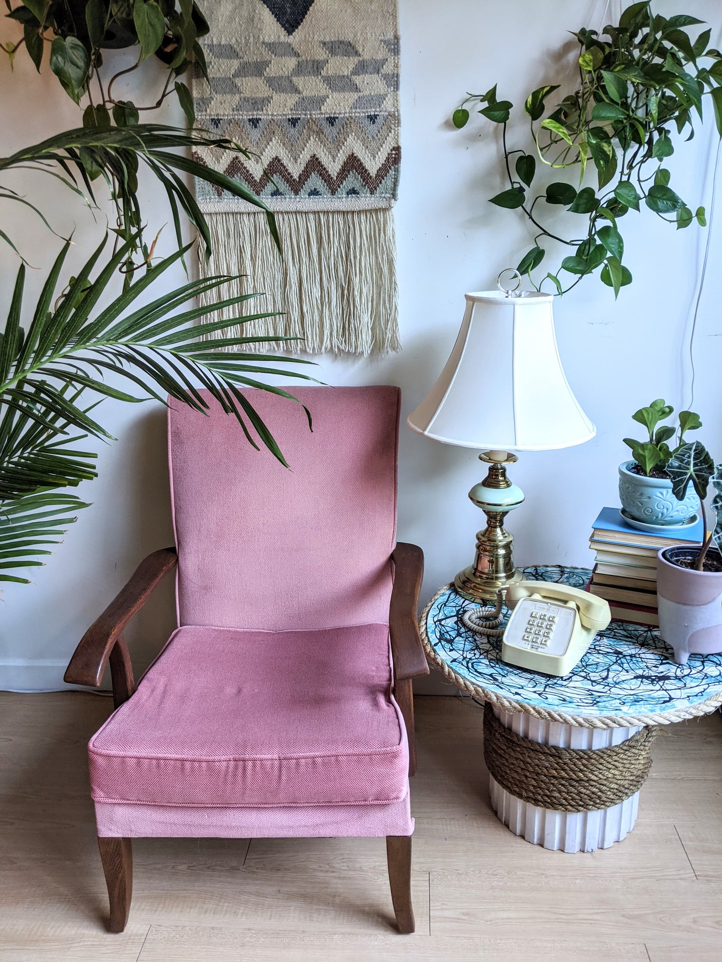 The Pink Moon Retro Vintage Teak Arm Chair  Edit alt text