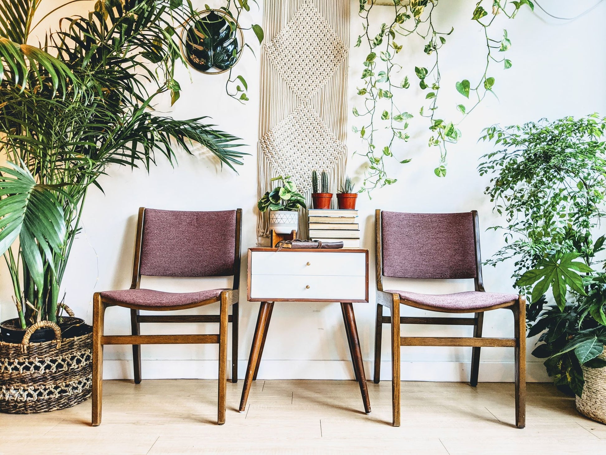 Plum Teak Chair Mid Century Style