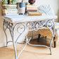 victorian retro vintage blue and black distressed paint tables  Edit alt text