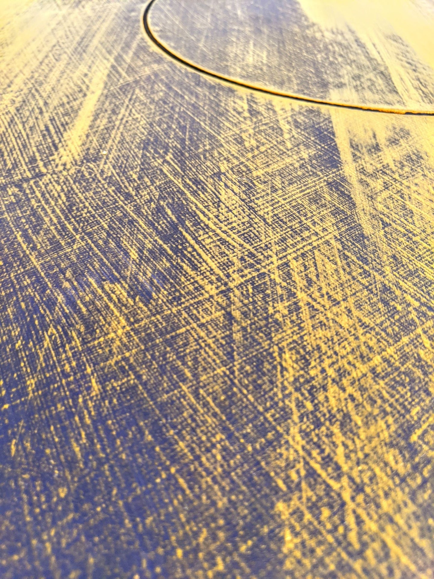 Supernova Saturn Gold and Dark Blue Round Table With Lower Shelf Bohemian Style  Edit alt text