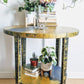 Supernova Saturn Gold and Dark Blue Round Table With Lower Shelf Bohemian Style  Edit alt text