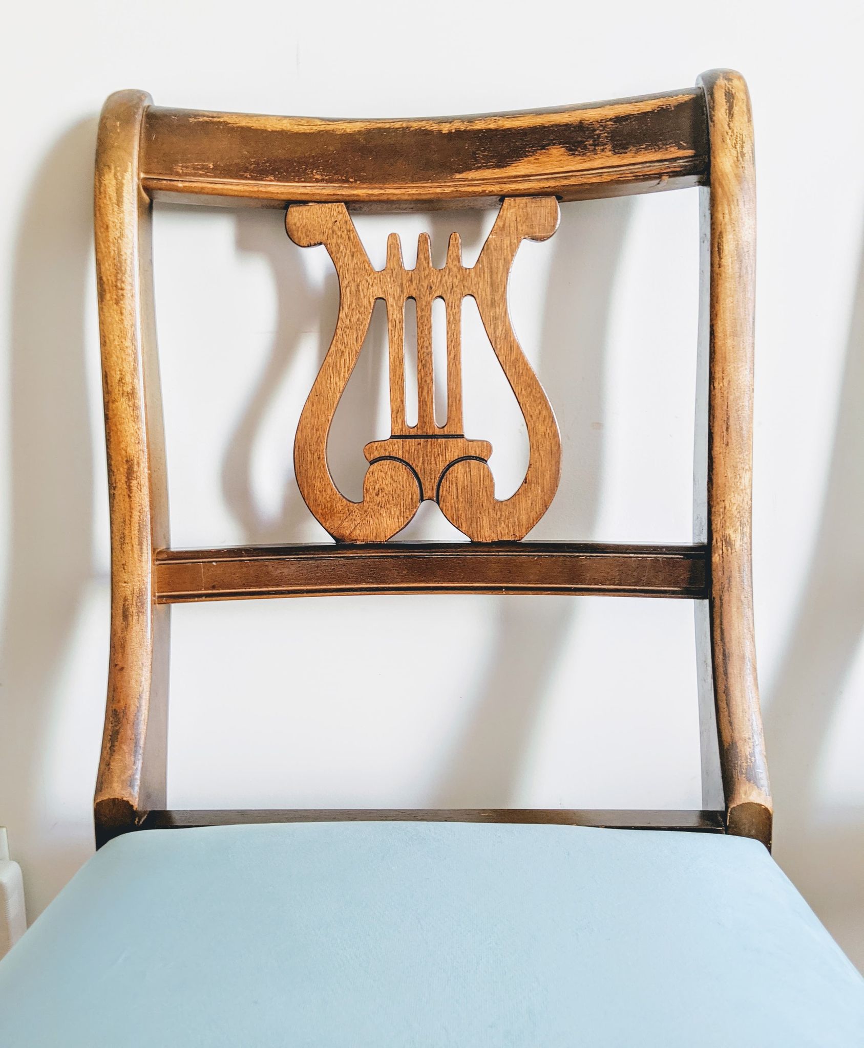 Harp Chair Joanne Newsom Velvet Blue Vintage Orchestra 50s  Edit alt text
