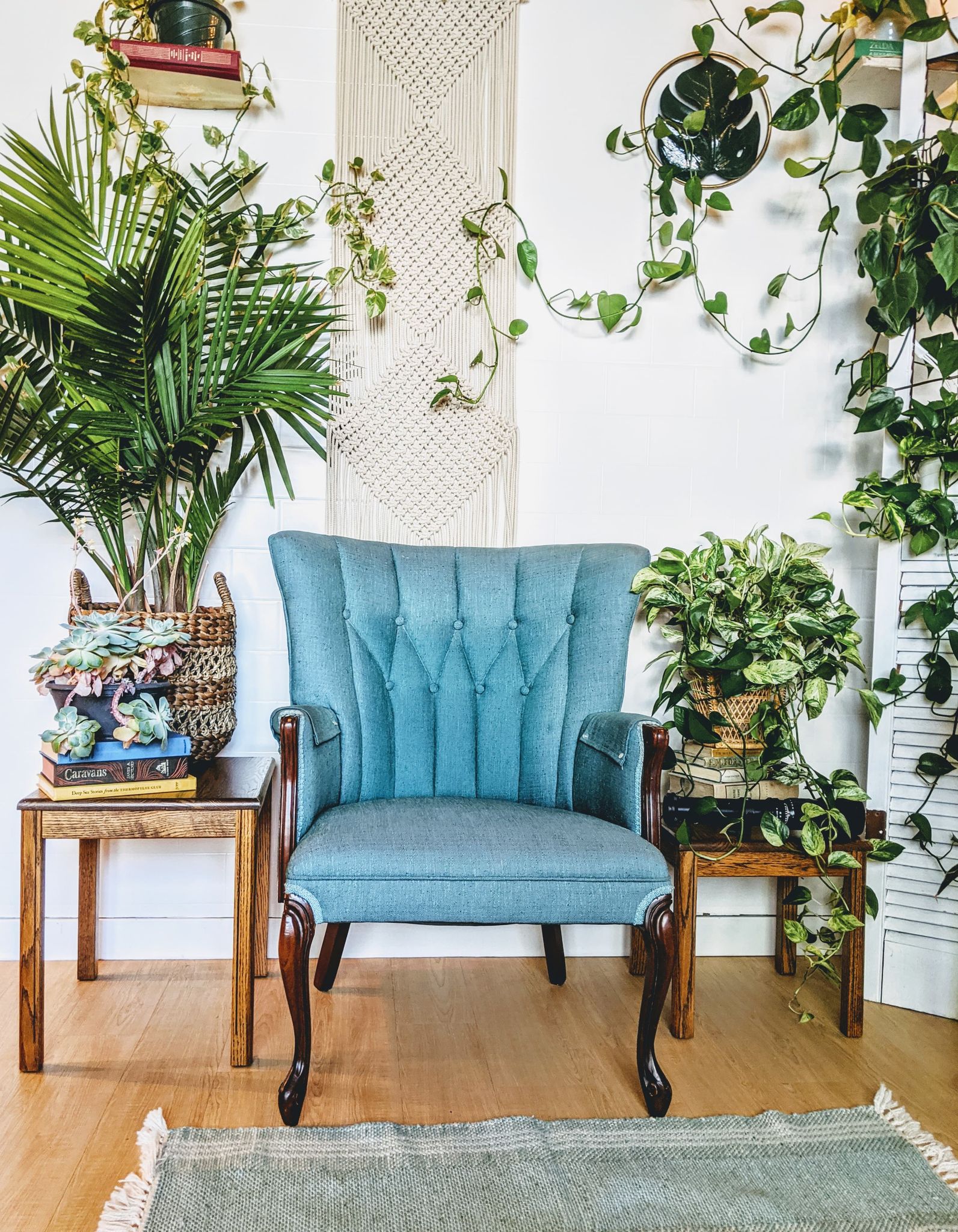 Blue Moon Vintage Retro Teal Wing Back Arm chair  Edit alt text