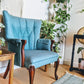 Blue Moon Vintage Retro Teal Wing Back Arm chair  Edit alt text